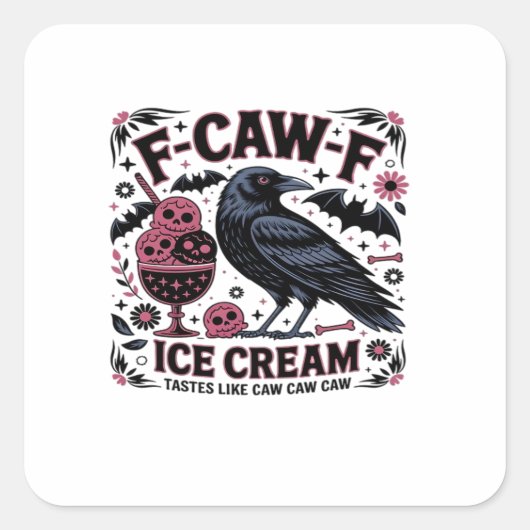 Sticker Carré F Caw F Funny Trendy (Devant)