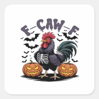 Sticker Carré F Caw F Humor Crow Gothic Funny Style
