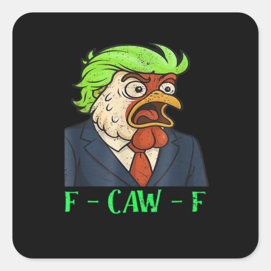 Sticker Carré F-Caw-F Poulet Essential Simple Clean (Devant)