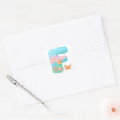 Sticker Carré "F" Cute Bubble Letter - Underwater Sea Creature A (Enveloppe)