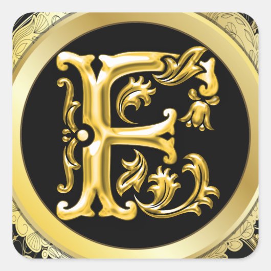 Sticker Carré F initial en or (Devant)
