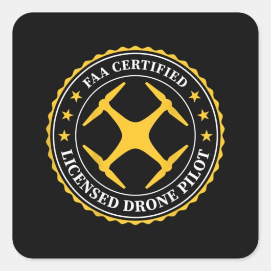 Sticker Carré FAA Certified Licensed Drone Pilot - BACK DESIGN (Devant)