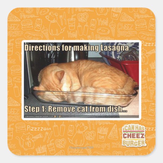 Sticker Carré Fabrication de lasagnes (Devant)