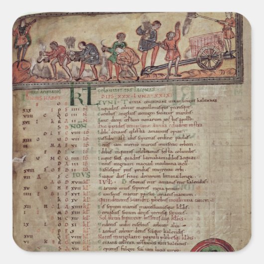 Sticker Carré Fabrication et labourage, à partir d'un calendrier (Devant)