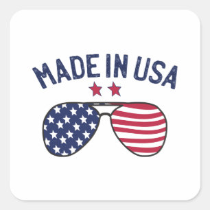 Sticker Carré Fabriqué aux États-Unis États-Unis Drapeau lunette