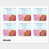 Sticker Carré Fabriqué avec amour Belle photo de Fleur Rose (Feuille)