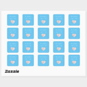Sticker Carré Fabriqué Avec Amour Coeur rose Nom Web Simplement  (Feuille)