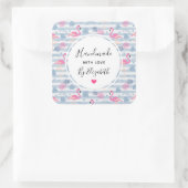 Sticker Carré Fabriqué avec amour Flamant rose Whimsical & anana (Sac)