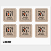 Sticker Carré Fabriqué Avec Amour Rustique Kraft (Feuille)