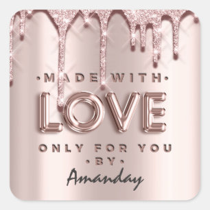 Sticker Carré Fabriqué Avec Amour Seulement Pour Vous Par Nom Pa