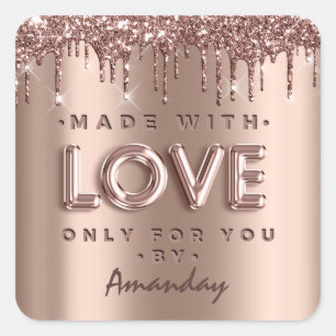 Sticker Carré Fabriqué avec amour seulement pour vous par nom Ro