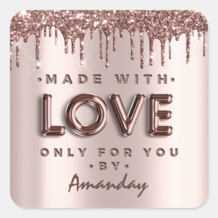 Sticker Carré Fabriqué Avec Amour Seulement Pour Vous Par Partie