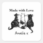 Sticker Carré Fabriqué avec des chats adorables (Devant)