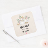 Sticker Carré Fabriqué avec l'amour Citrouille blanc et or Aquar (Enveloppe)