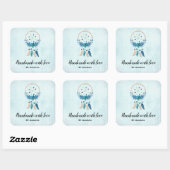 Sticker Carré Fabriqué avec Love Blue Dreamcatcher Stylish Boho (Feuille)