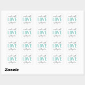 Sticker Carré Fabriqué avec Love Script Turquoise Business (Feuille)