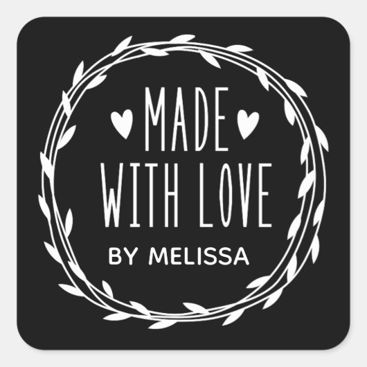 Sticker Carré Fabriqué Avec Une Couronne D'Amour (Devant)