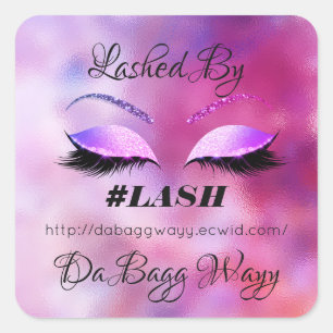 Sticker Carré Fabriqué Par Parties scintillant Lashes Beauté Ros