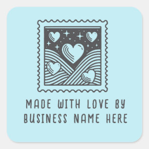 Sticker Carré Fabriqué Sur Mesure Avec Amour Business Heart Timb