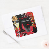 Sticker Carré Fabuleux 50 Red Heels Gold Bubbles Anniversaire (Enveloppe)