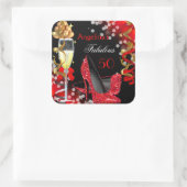 Sticker Carré Fabuleux 50 Red Heels Gold Bubbles Anniversaire (Sac)