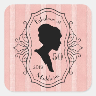 Sticker Carré Fabuleux à Madame Silhouette Dusty Pink de