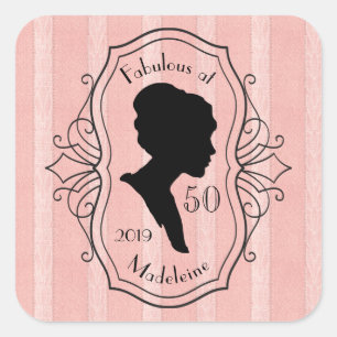 Sticker Carré Fabuleux à Madame Silhouette Dusty Pink de