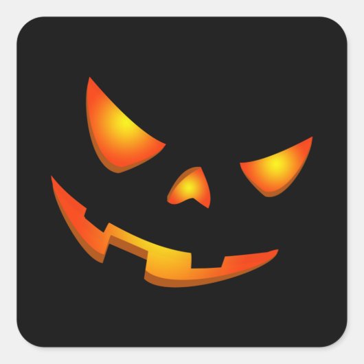 Sticker Carré Face Citrouille effrayant Halloween Jack-o'-lanter (Devant)