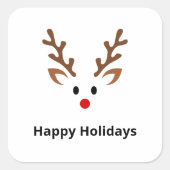 Sticker Carré Face de renne mignonne avec nom de noeud rouge (Devant)