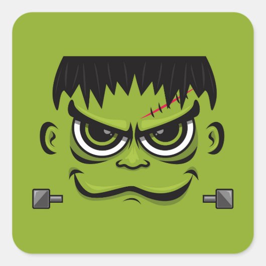 Sticker Carré Face Frankenstein Halloween (Devant)