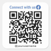 Sticker Carré Facebook Se Connecter Avec Nous Qr Code Blanc (Devant)