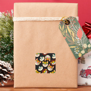 Sticker Carré Faces de chat