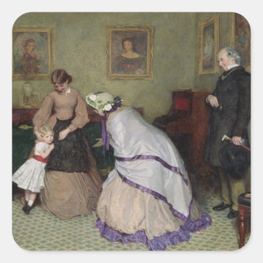 Sticker Carré Faces planes (w/c & bodycolour on paper) (Devant)