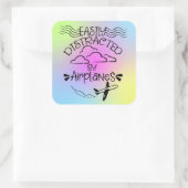 Sticker Carré Facile à distraire par avion Aviator Pilot (Sac)