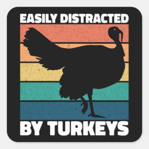 Sticker Carré Facile À Distraire Par Turkeys Cute Owner Cool Par
