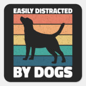 Sticker Carré Facilement Distrait Par Les Chiens De Mignons Amou (Devant)