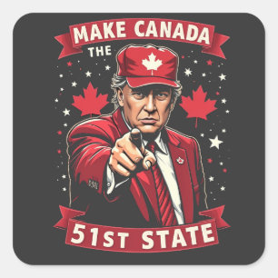Sticker Carré Faire de l'Amérique 51e État Canadien Américain