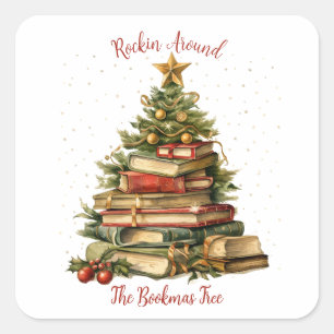 Sticker Carré Faire la fête autour de l'arbre de Bookmas, amateu