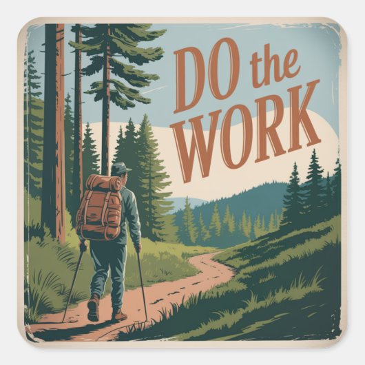 Sticker Carré Faire le travail (Devant)