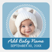 Sticker Carré Faire-part de cadre photo Blue Polka Dot (Devant)