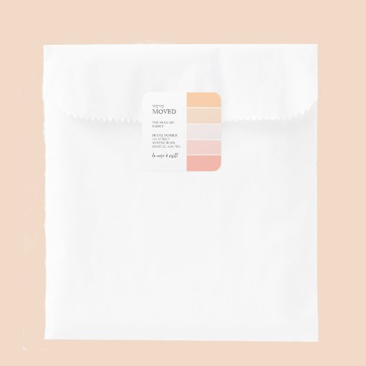 Sticker Carré Faire-part de déplacement de la pêche rose rose