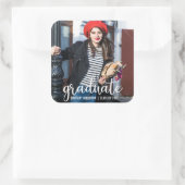 Sticker Carré Faire-part de graduation de script moderne (Sac)