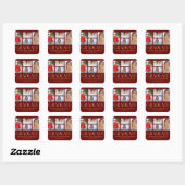 Sticker Carré Faire-part de graduation multi-photo de script sim (Feuille)