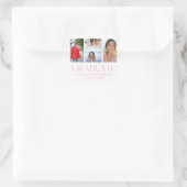 Sticker Carré Faire-part de graduation multi-photo de script sim (Sac)