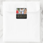 Sticker Carré Faire-part de graduation multi-photo de script sim (Sac)