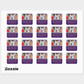 Sticker Carré Faire-part de graduation multi-photo de script sim (Feuille)