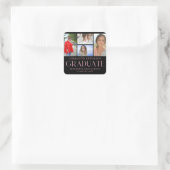 Sticker Carré Faire-part de graduation multi-photo de script sim (Sac)