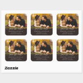 Sticker Carré Faire-part de mariage avec texte Photographique (Feuille)