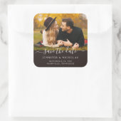 Sticker Carré Faire-part de mariage avec texte Photographique (Sac)