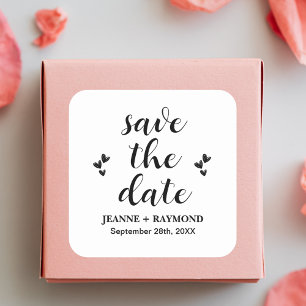 Sticker Carré Faire-Part de Mariage Classique "Save The Date"
